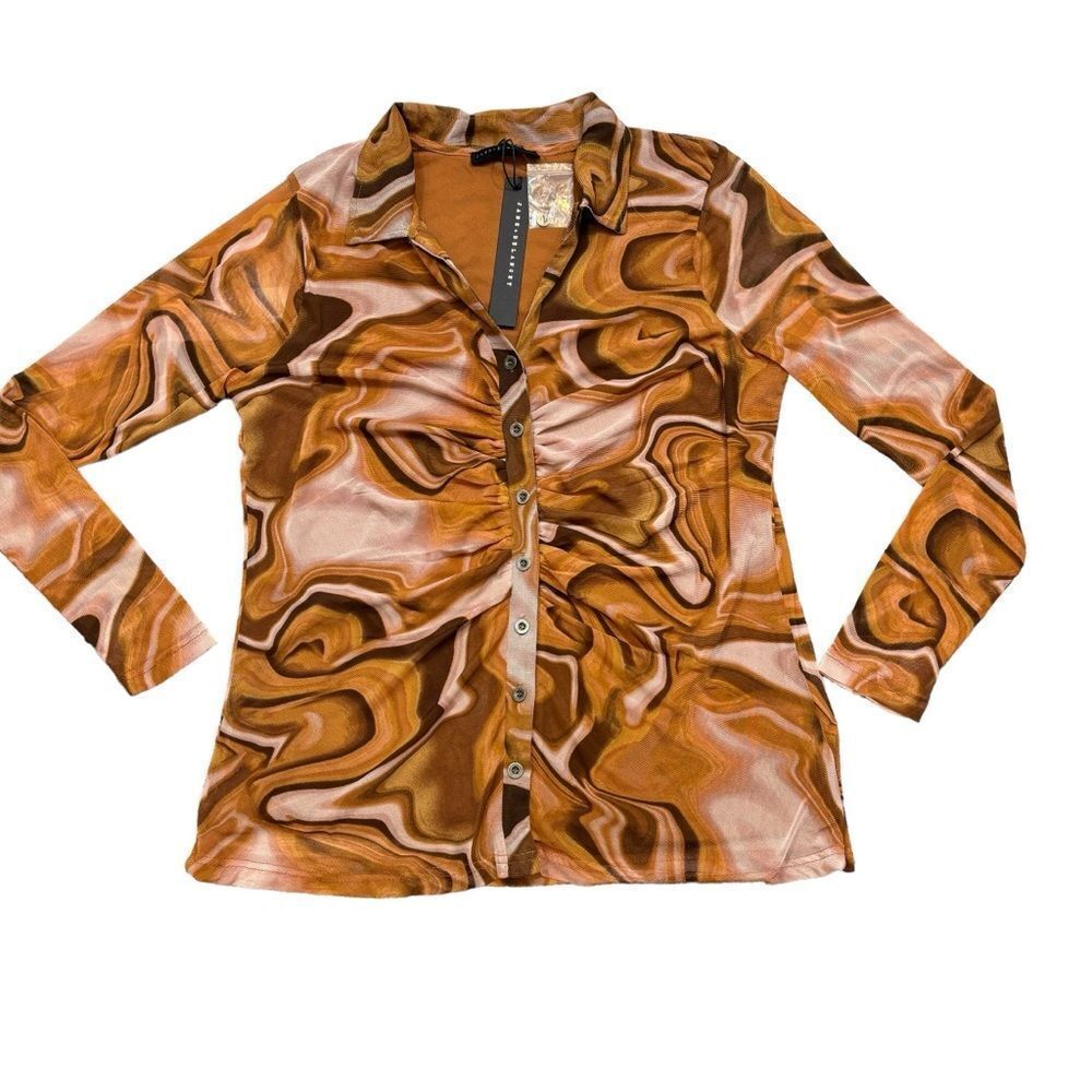 Brand new with Tags Ladies Jane and Delancey Button Up Print Blouse Size Large‎